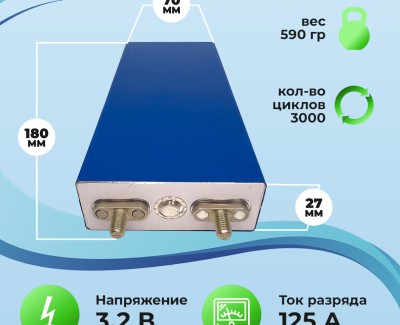 LiFePO4 3.2V, LF2770180AD25Ah, 25Ач (аккумулятор литий-железо-фосфатный)