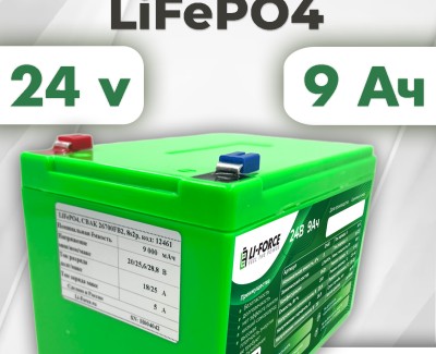 Аккумулятор 24В 9Ач LF-249-12461 (LiFePO4, 8S2P, CBAK 26700FB2, P)
