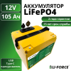 Аккумулятор 12В 105Ач LF-12105-14596 (LiFePO4, 4S1P, EVE LF105, с USB, Type-C и прикуривателем, P)