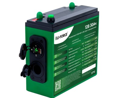Аккумулятор 12В 30Ач LF-1230-14817 (LiFePO4, 4S2P, c прикуривателем, USB +Type-C, P)