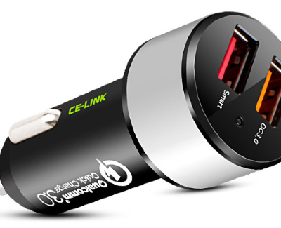 Автомобильный адаптер Ce-Link CO554-2U01FS USB2.0 (1xUSB 5V/2.4A, 1xUSB QC3.0)