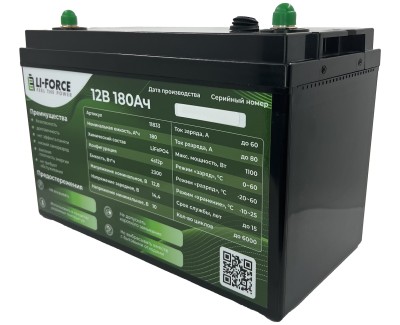 Аккумулятор 12В 180Ач LF-12180-11833 (LiFePO4, 4S12P, BAK 32140FS, P)