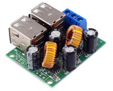 DC/DC преобразователь понижающий USB вход 9-40В, выход 4x5В, 5А