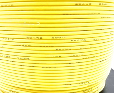 На катушке Медный провод 28AWG 200м 0,08 кв.мм (16*0,08мм) (желтый, UL3135) LFW-28Y в мягкой силиконовой изоляции