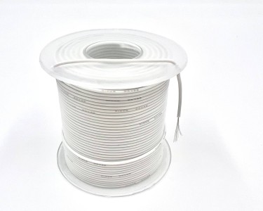 На катушке медный провод 28AWG 50м 0,08 кв.мм (16*0,08мм) (белый, UL3135) LFW-28W в мягкой силиконовой изоляции