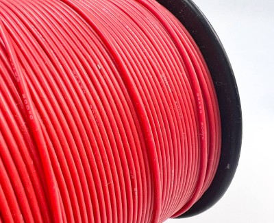На катушке Медный провод 24AWG 300м 0,2 кв.мм (40*0,08мм) (красный, UL3135) LFW-24R в мягкой силиконовой изоляции
