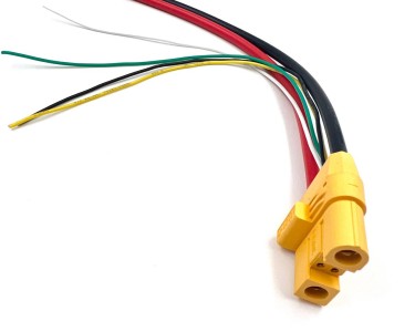 Разъем питания Amass AS120-F с силиконовым проводом 10AWG+24AWG, 250мм