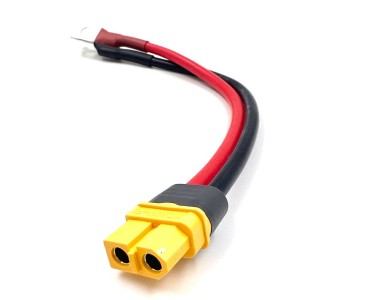 Разъем питания Amass XT60H-F с силиконовым проводом 12AWG -> клемма тип ОТ 10-6, 200мм