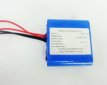 Аккумуляторная батарея 12В 1,6Ач LF-121-6361 (LiFePO4, 4S1P, 18650-HC16)