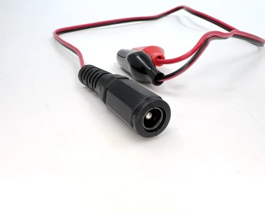 Разъём DC 2,1*5,5 (3А, гнездо, шнур) -> Разъем крокодил 35мм красный/черный, 450мм