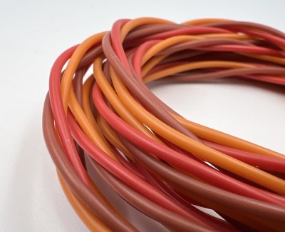 Плетеный трехжильный провод (силикон) 22AWG 3*0,3 мм² (коричневый/красный/оранжевый, UL3135) LFW-22