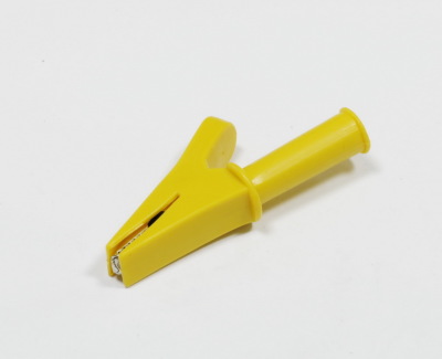 Зажим "Крокодил", 55 мм, 30А, изоляция поверх ручек, желтый