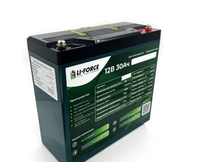 Аккумулятор 12В 30Ач V2 LF-1230-14719 (LiFePO4, 4S2P, c 2xUSB и прикуривателем, P)