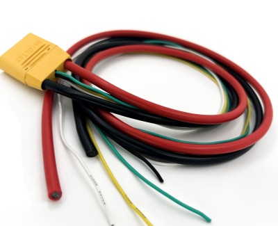 Разъем питания Amass AS120-M с силиконовым проводом 10AWG+24AWG, 850мм