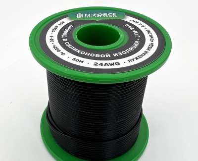 22AWG 50м ПВХ медный провод 0.33 мм² на катушке (черный, UL-1007) LFW-P22B