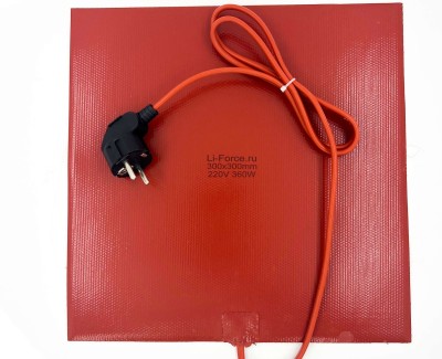 Нагревательная пластина 300x300мм (220V-360W/h4, силиконовая) LFH-14393sg на клейкой основе