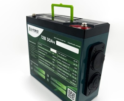 Аккумулятор 12В 30Ач V2 LF-1230-14719 (LiFePO4, 4S2P, c 2xUSB и прикуривателем, P)