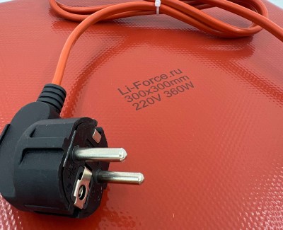 Нагревательная пластина 300x300мм (220V-360W/h4, силиконовая) LFH-14393sg на клейкой основе