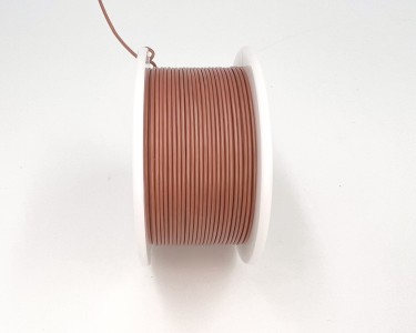 На катушке Медный провод 30AWG 10м 0,06 кв.мм (11*0,08мм) (коричневый, UL3135) LFW-30Br в мягкой силиконовой изоляции