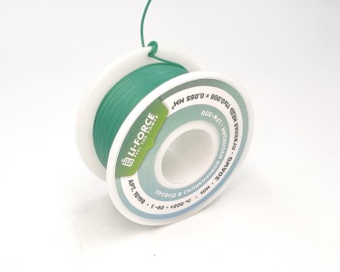 На катушке Медный провод 30AWG 10м 0,06 кв.мм (11*0,08мм) (зеленый, UL3135) LFW-30G в мягкой силиконовой изоляции