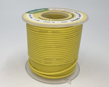 На катушке Медный провод 24AWG 30м 0,2 кв.мм (40*0,08мм) (желтый, UL3135) LFW-24Y в мягкой силиконовой изоляции