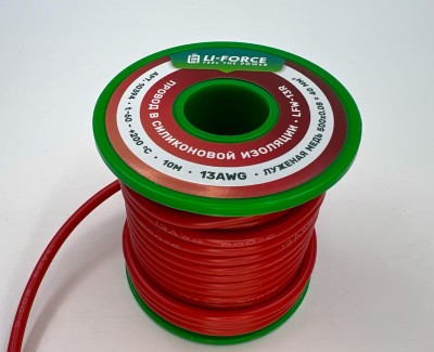 На катушке Медный провод 13AWG 10м 2,5 кв.мм (500*0,08мм) (красный, UL3135) LFW-13R в мягкой силиконовой изоляции