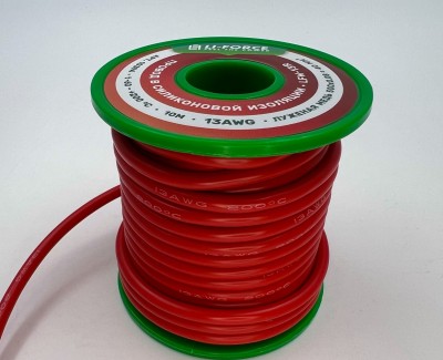 На катушке Медный провод 13AWG 10м 2,5 кв.мм (500*0,08мм) (красный, UL3135) LFW-13R в мягкой силиконовой изоляции