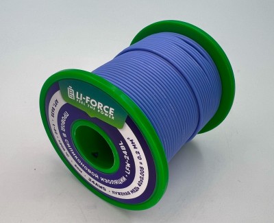 На катушке Медный провод 24AWG 50м 0,2 кв.мм (40*0,08мм) (синий, UL3135) LFW-24Bl в мягкой силиконовой изоляции