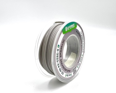 На катушке Медный провод 26AWG 10м 0,14 кв.мм (30*0,08мм) (серый, UL3135) LFW-26Gr в мягкой силиконовой изоляции