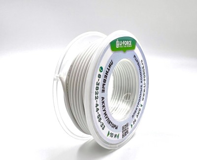 На катушке Медный провод 26AWG 10м 0,14 кв.мм (30*0,08мм) (белый, UL3135) LFW-26W в мягкой силиконовой изоляции