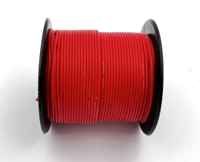 На катушке Медный провод 22AWG 30м 0,3 кв.мм (60*0,08мм) (красный, UL3135) LFW-22R в мягкой силиконовой изоляции