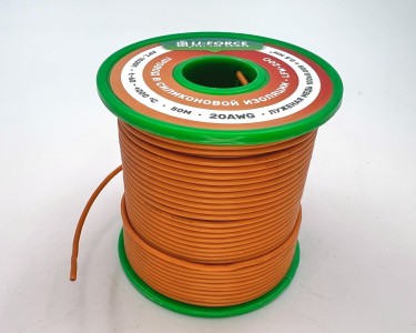 На катушке Медный провод 20AWG 50м 0,5 кв.мм (100*0,08мм) (оранжевый, UL3135) LFW-20O в мягкой силиконовой изоляции