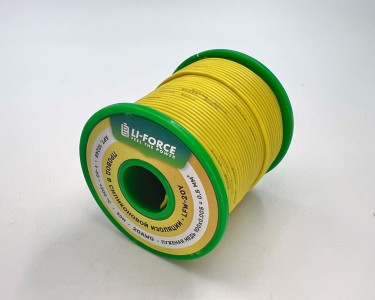 На катушке Медный провод 20AWG 50м 0,5 кв.мм (100*0,08мм) (желтый, UL3135) LFW-20Y в мягкой силиконовой изоляции