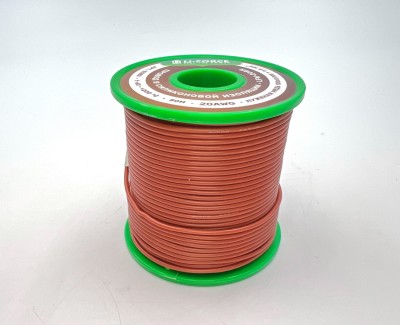 На катушке Медный провод 20AWG 50м 0,5 кв.мм (100*0,08мм) (коричневый, UL3135) LFW-20Br в мягкой силиконовой изоляции