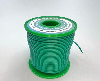 На катушке Медный провод 20AWG 50м 0,5 кв.мм (100*0,08мм) (зеленый, UL3135) LFW-20G в мягкой силиконовой изоляции