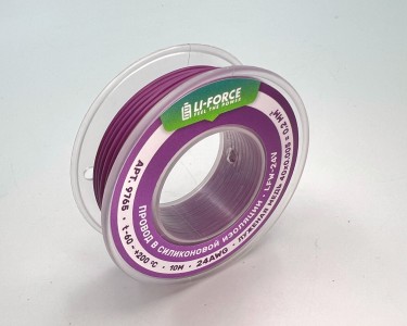 На катушке Медный провод 24AWG 10м 0,2 кв.мм (40*0,08мм) (сиреневый, UL3135) LFW-24V в мягкой силиконовой изоляции