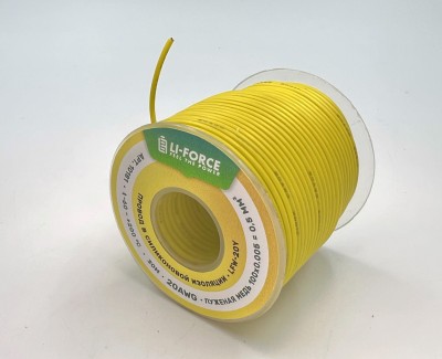 На катушке Медный провод 20AWG 30м 0,5 кв.мм (100*0,08мм) (желтый, UL3135) LFW-20Y в мягкой силиконовой изоляции