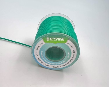 На катушке Медный провод 20AWG 30м 0,5 кв.мм (100*0,08мм) (зеленый, UL3135) LFW-20G в мягкой силиконовой изоляции