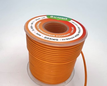 На катушке Медный провод 20AWG 30м 0,5 кв.мм (100*0,08мм) (оранжевый, UL3135) LFW-20O в мягкой силиконовой изоляции