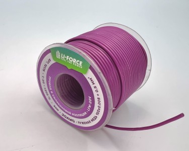 На катушке Медный провод 20AWG 30м 0,5 кв.мм (100*0,08мм) (фиолетовый, UL3135) LFW-20V в мягкой силиконовой изоляции