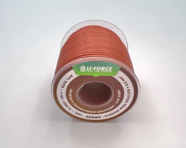 На катушке Медный провод 20AWG 30м 0,5 кв.мм (100*0,08мм) (коричневый, UL3135) LFW-20Br в мягкой силиконовой изоляции