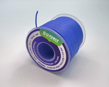 На катушке Медный провод 20AWG 30м 0,5 кв.мм (100*0,08мм) (синий, UL3135) LFW-20Bl в мягкой силиконовой изоляции