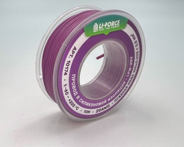 На катушке Медный провод 20AWG 10м 0,5 кв.мм (100*0,08мм) (фиолетовый, UL3135) LFW-20V в мягкой силиконовой изоляции