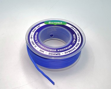 На катушке Медный провод 20AWG 10м 0,5 кв.мм (100*0,08мм) (синий, UL3135) LFW-20Bl в мягкой силиконовой изоляции