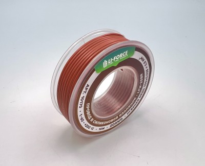 На катушке Медный провод 20AWG 10м 0,5 кв.мм (100*0,08мм) (коричневый, UL3135) LFW-20Br в мягкой силиконовой изоляции