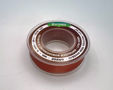 На катушке Медный провод 20AWG 10м 0,5 кв.мм (100*0,08мм) (коричневый, UL3135) LFW-20Br в мягкой силиконовой изоляции