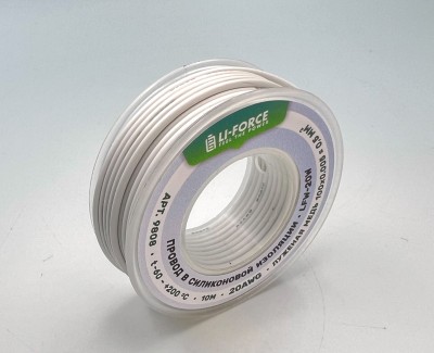 На катушке Медный провод 20AWG 10м 0,5 кв.мм (100*0,08мм) (белый, UL3135) LFW-20W в мягкой силиконовой изоляции