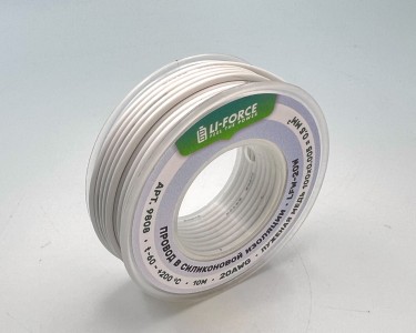 На катушке Медный провод 20AWG 10м 0,5 кв.мм (100*0,08мм) (белый, UL3135) LFW-20W в мягкой силиконовой изоляции