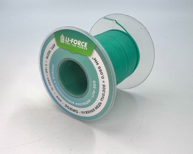На катушке Медный провод 30AWG 50м 0,06 кв.мм (11*0,08мм) (зеленый, UL3135) LFW-30G в мягкой силиконовой изоляции