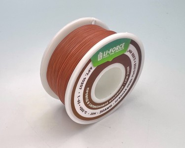 На катушке Медный провод 30AWG 20м 0,06 кв.мм (11*0,08мм) (коричневый, UL3135) LFW-30Br в мягкой силиконовой изоляции